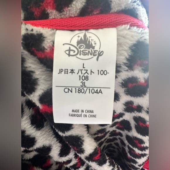 Disney Animal Print Minnie Mouse Zipper Fleece Jacket Women's Size L - Picture 3 of 4